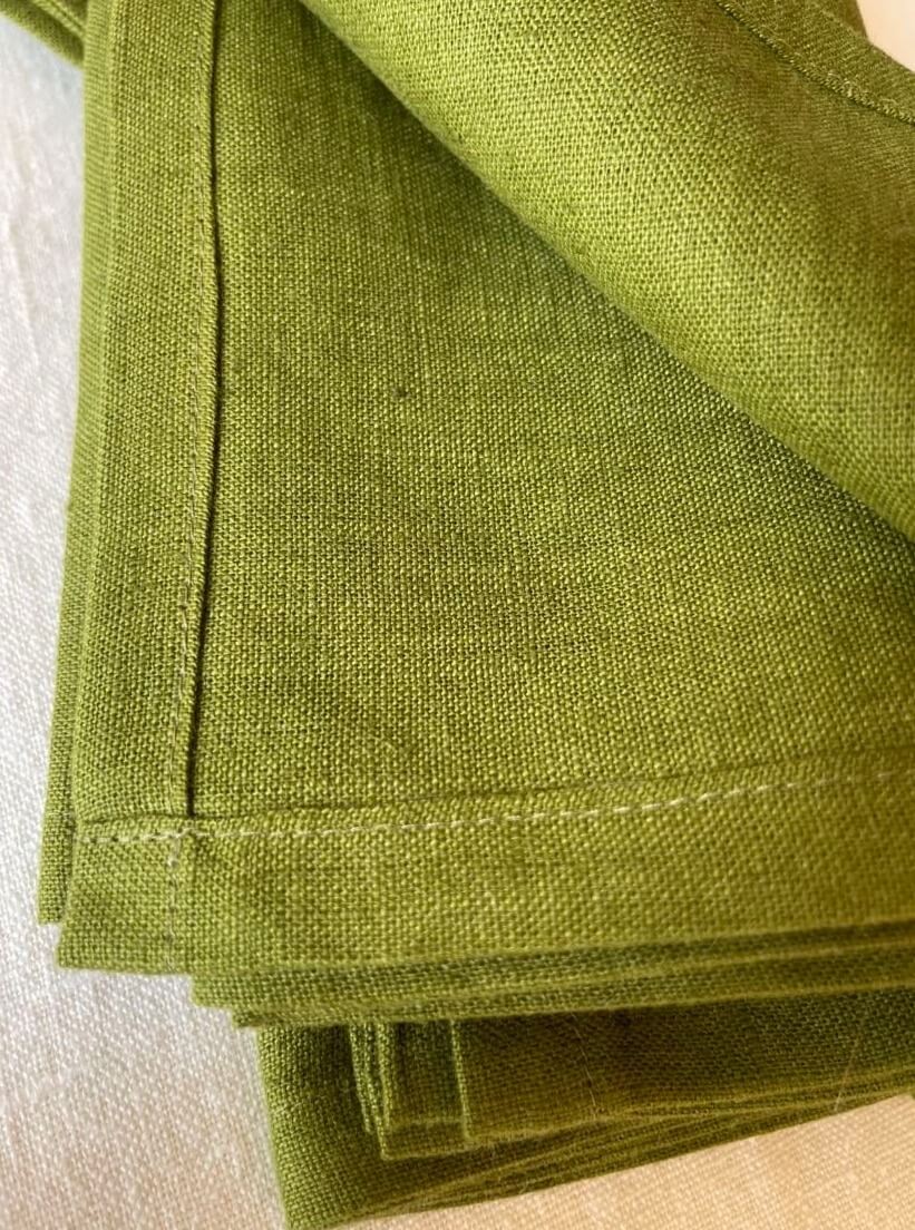 Festive Green Linen Napkins
