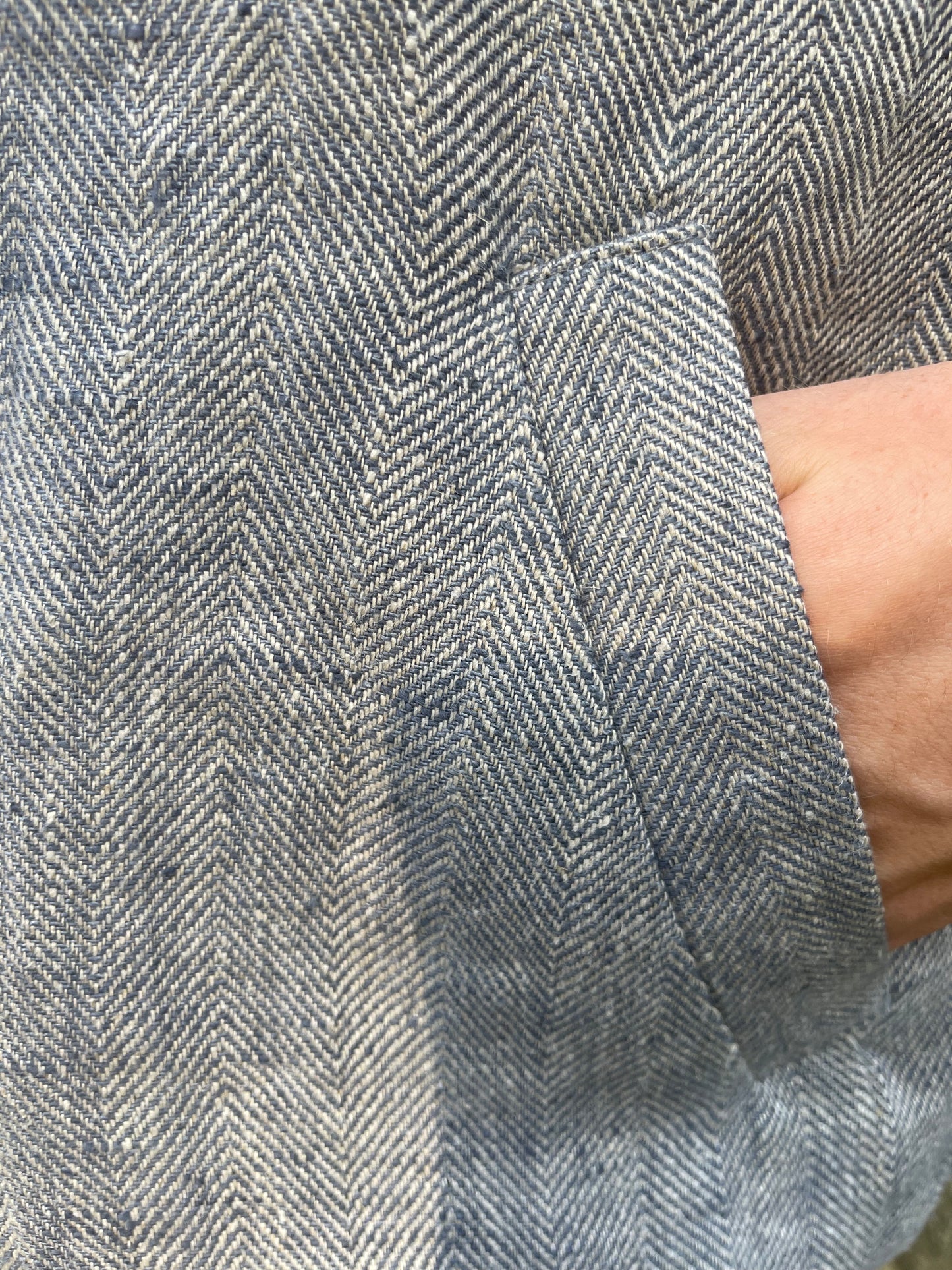 Linen Hooded Jacket - Vintage Style Herringbone Jacket for Casual Autumn Wear