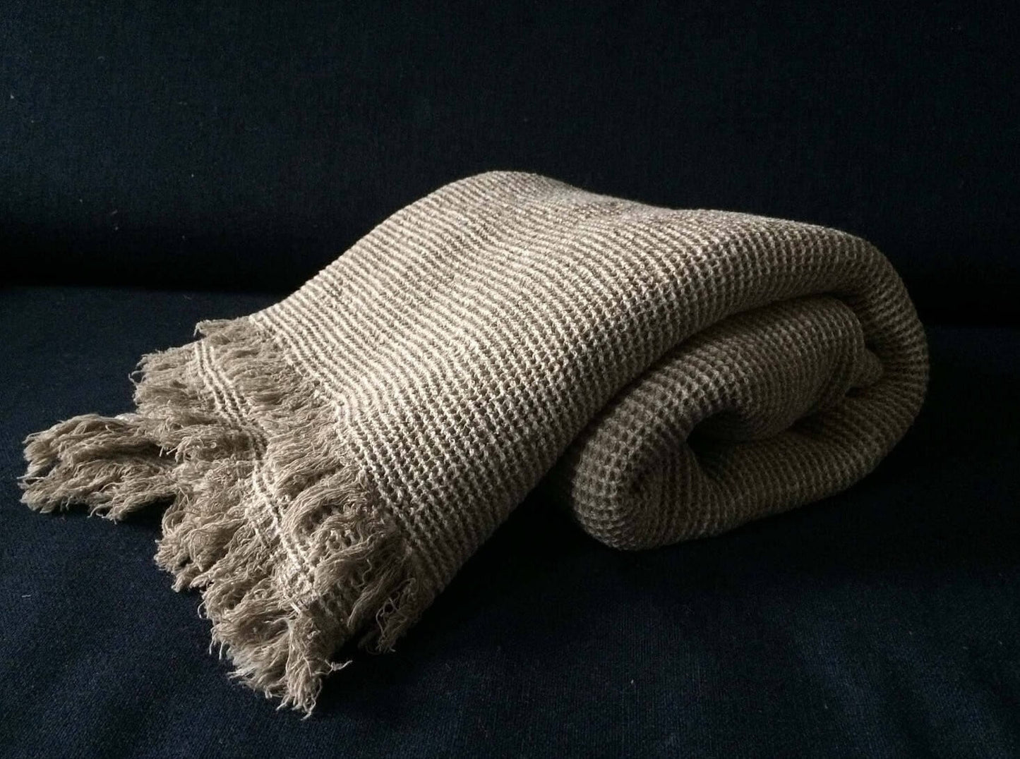 Minimalistic Beige Linen Blanket