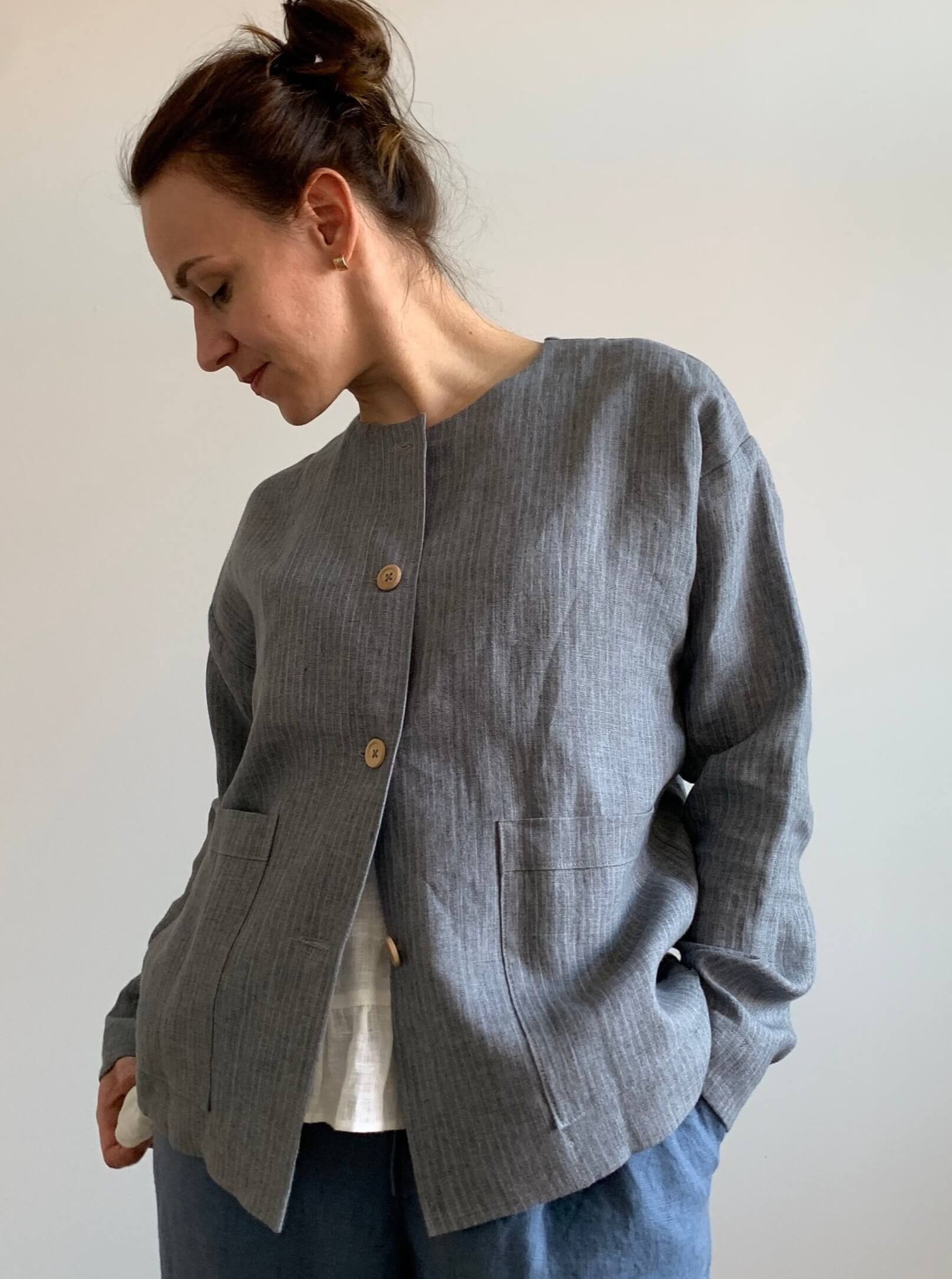 Chic Summer Linen Cardigan with Wooden Buttons - Main Image