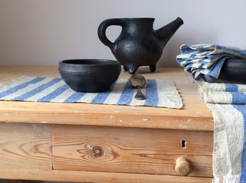 Blue Placemats, Blue Striped Placemats, Linen Placemats, Rustic Home Decor, Blue Linen Placemat, Blue Fabric Placemats, Washable Placemats