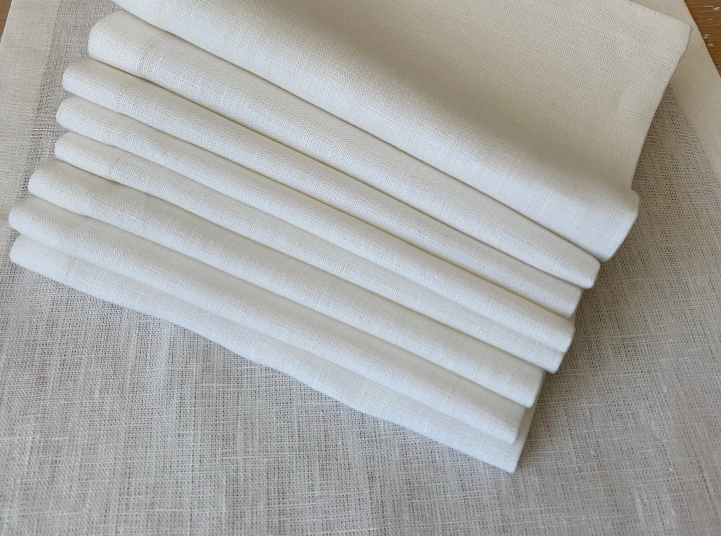 Set of 6 Wedding, Milky White Linen Napkins