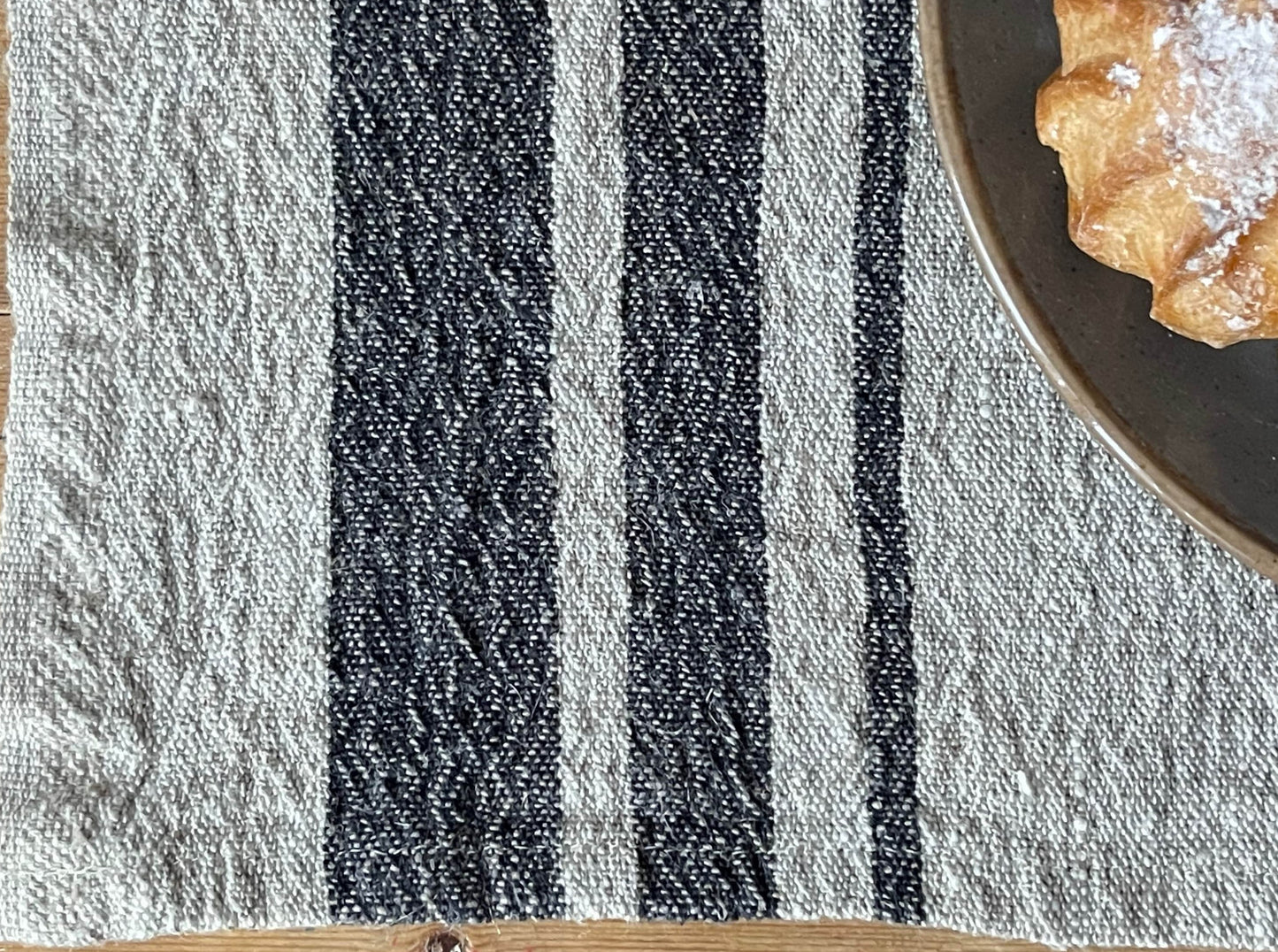 Black Beige Stripe Linen Placemats Set