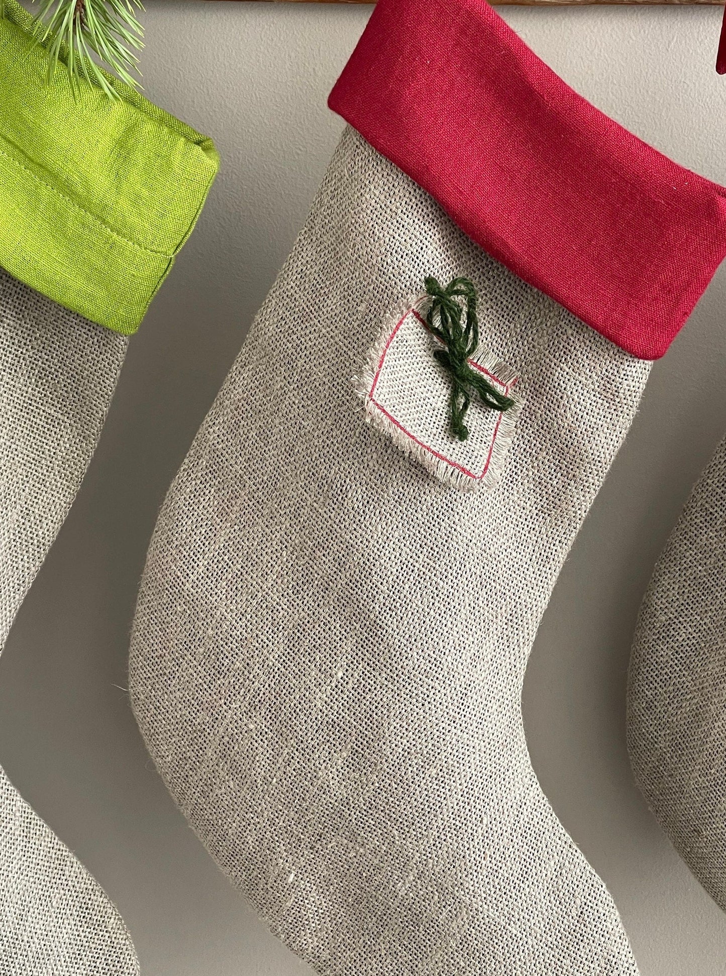 Zero-Waste Linen Christmas Stockings Decor