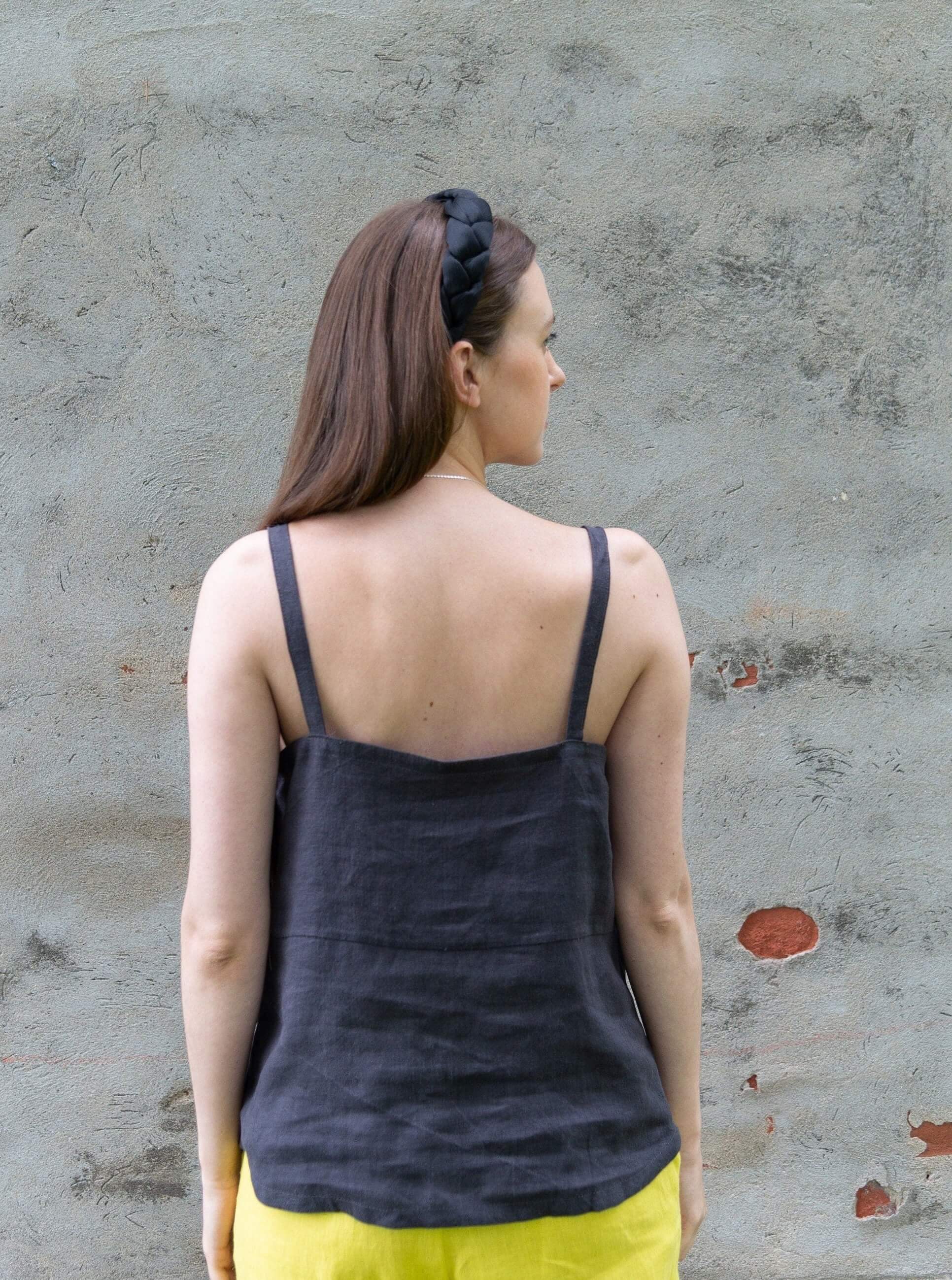 Handmade Charcoal Grey Linen Blouse