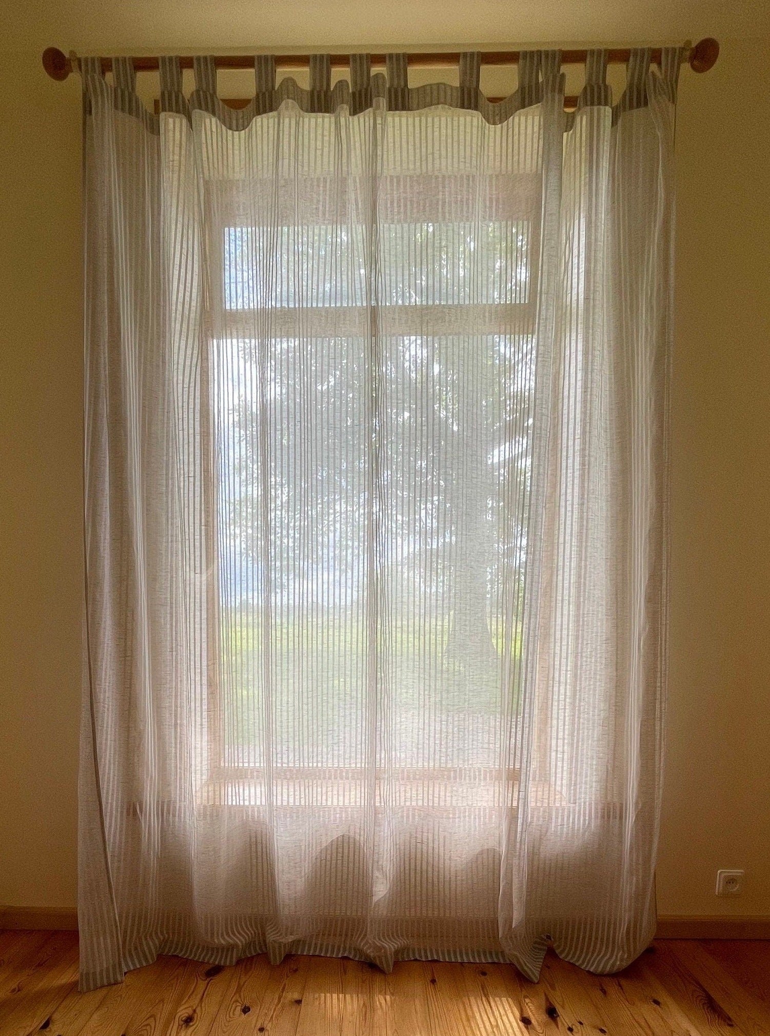 Sheer Linen Curtain with Tab Top Design