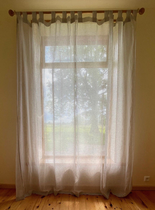 Sheer Linen Curtain with Tab Top Design