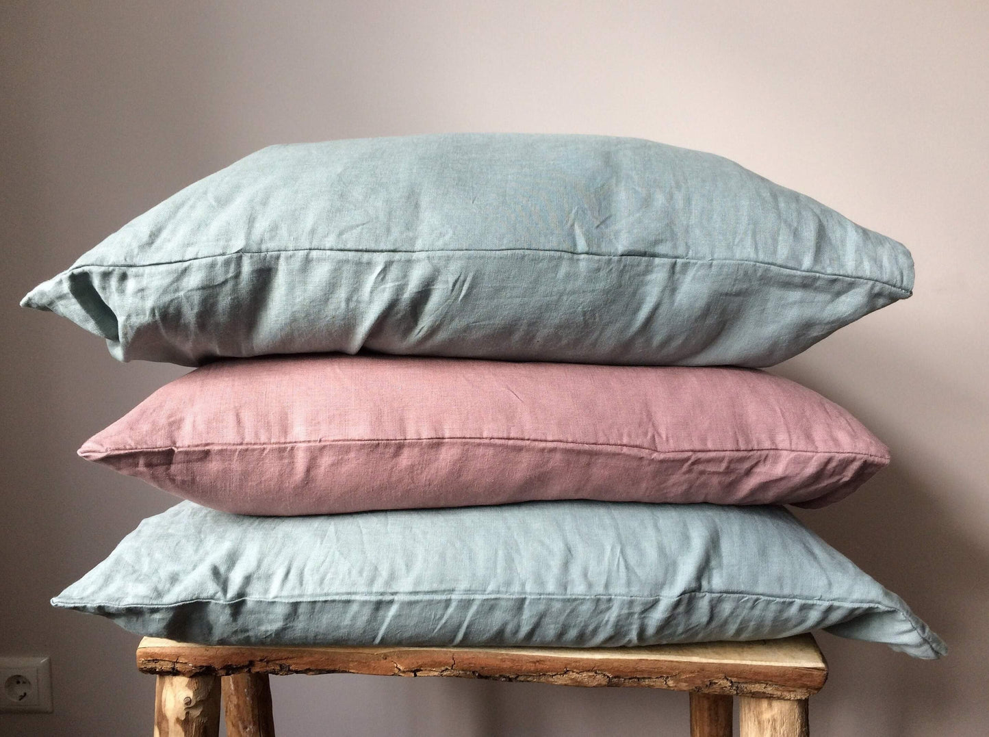 Dark Ash Pink Linen Pillowcase Front View