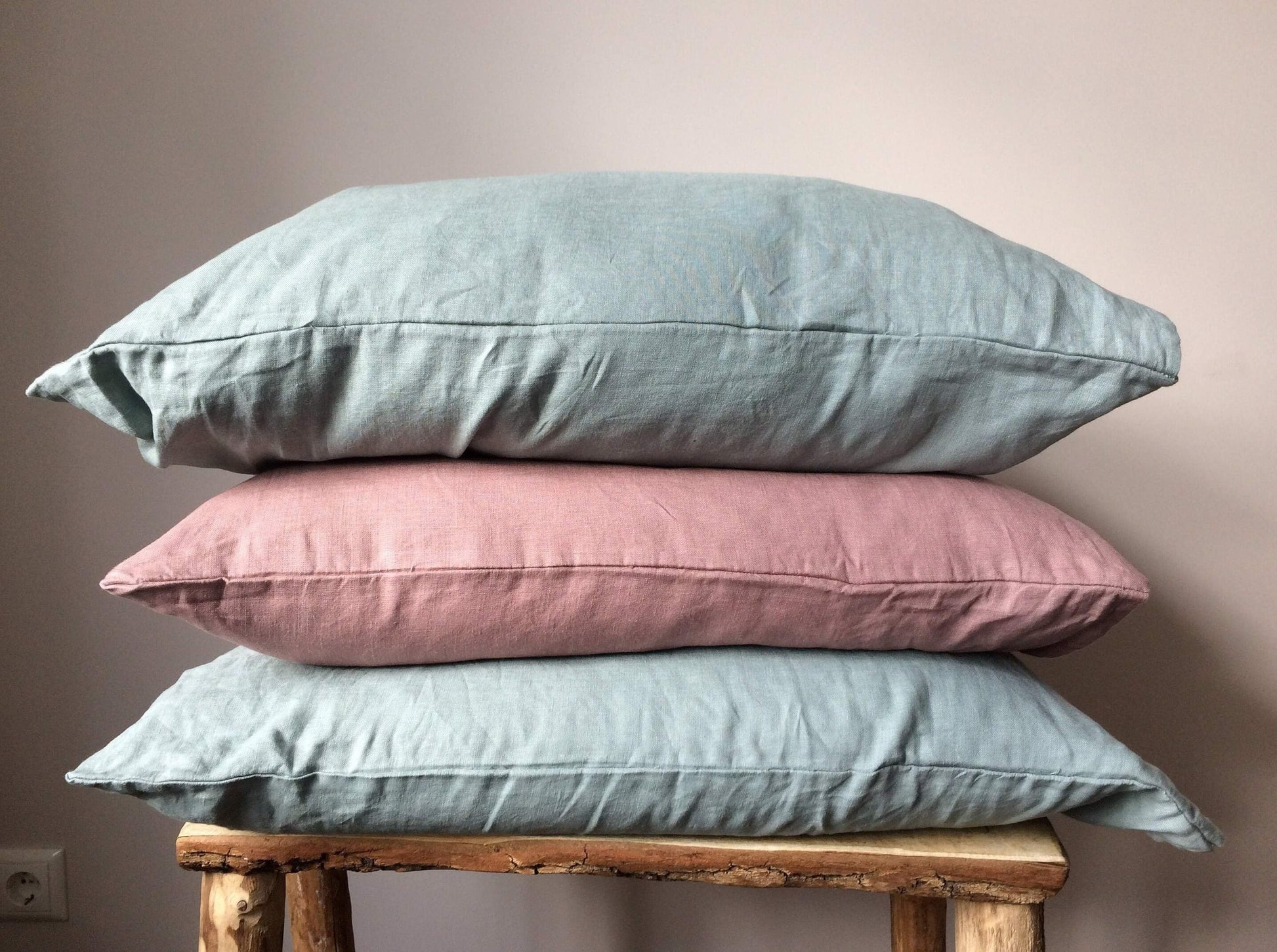 Dark Ash Pink Linen Pillowcase Front View