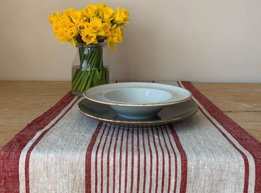 LinenStars Dark Red Linen Runner