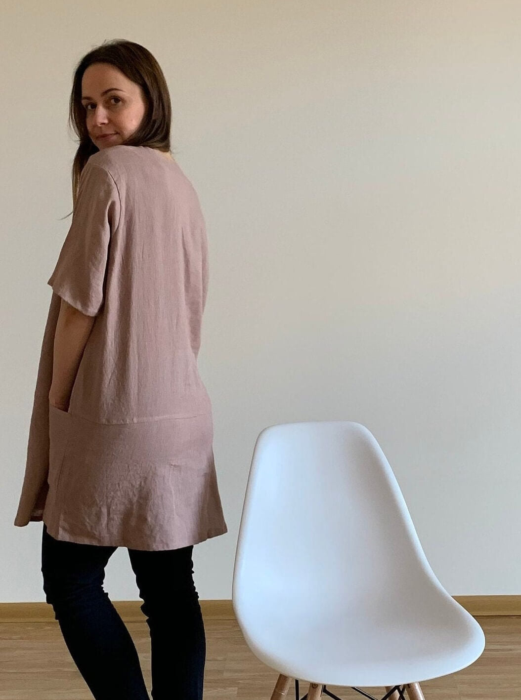 Cappuccino Linen Tunic Dress Casual Elegance and Custom Fit | LinenStars Cappuccino Linen Tunic Dress Casual Elegance and Custom Fit | LinenStars