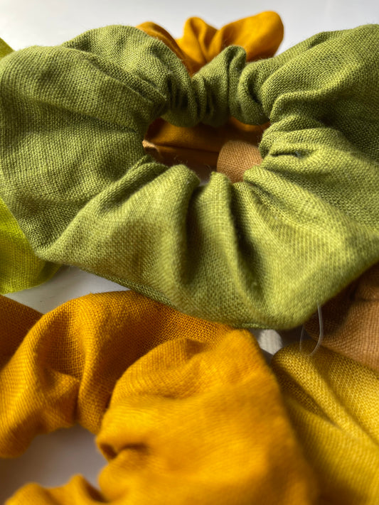 Set of 5 Different Color Linen Scrunchies – Premium Hair Accessories for All-Day Comfort