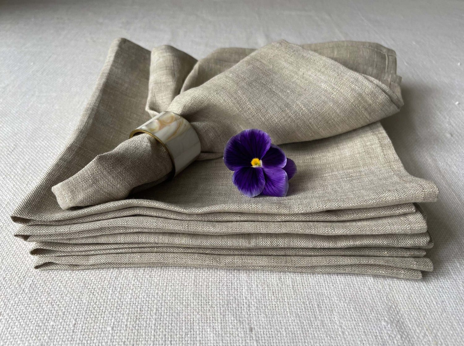 LinenStars Beige Gray Napkin Set