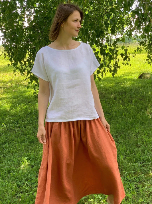 Pure Linen White Summer Blouse by LinenStars