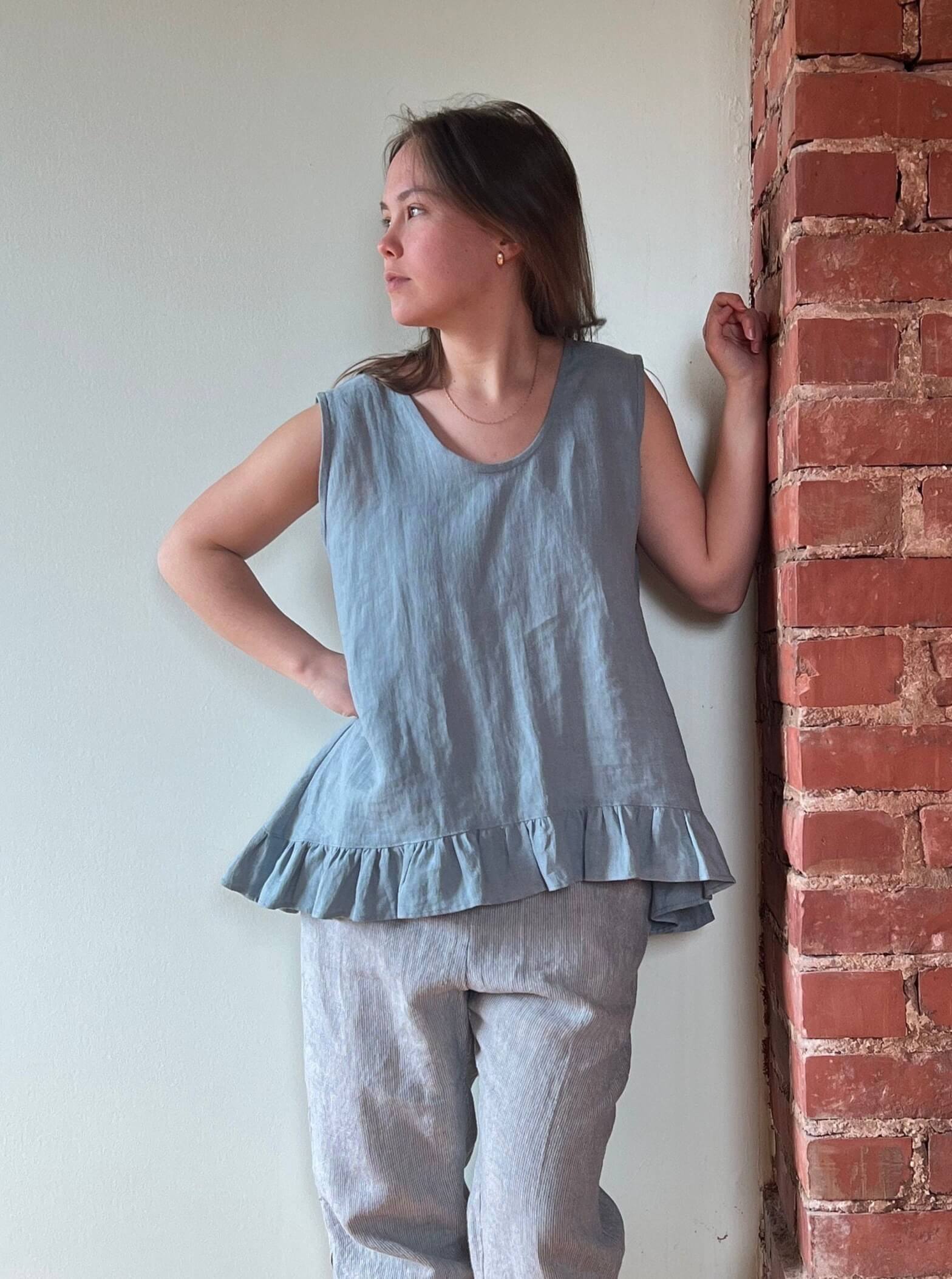 Summer-ready custom linen top designed for comfort