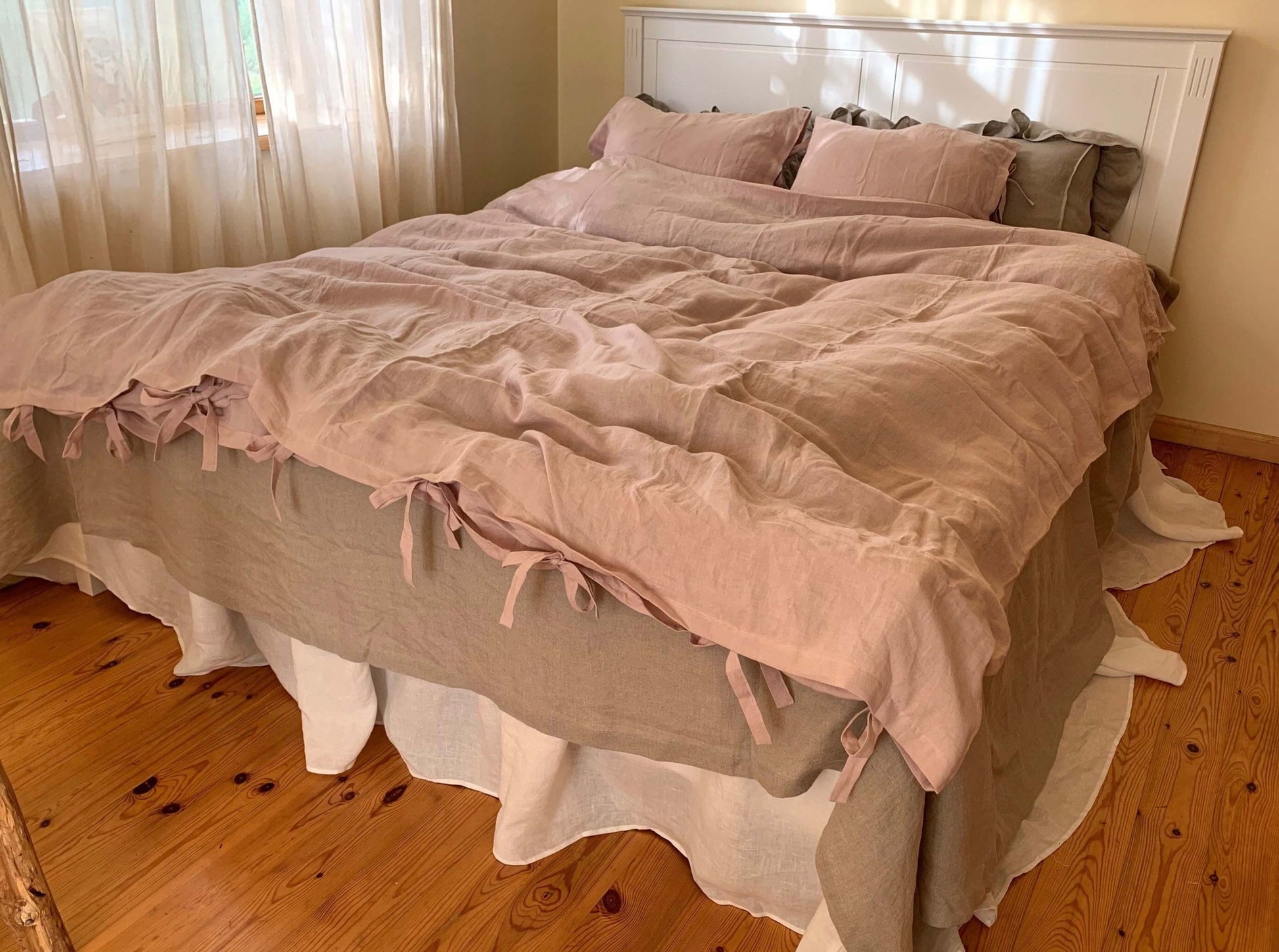 Rustic Pink Linen Duvet Cover