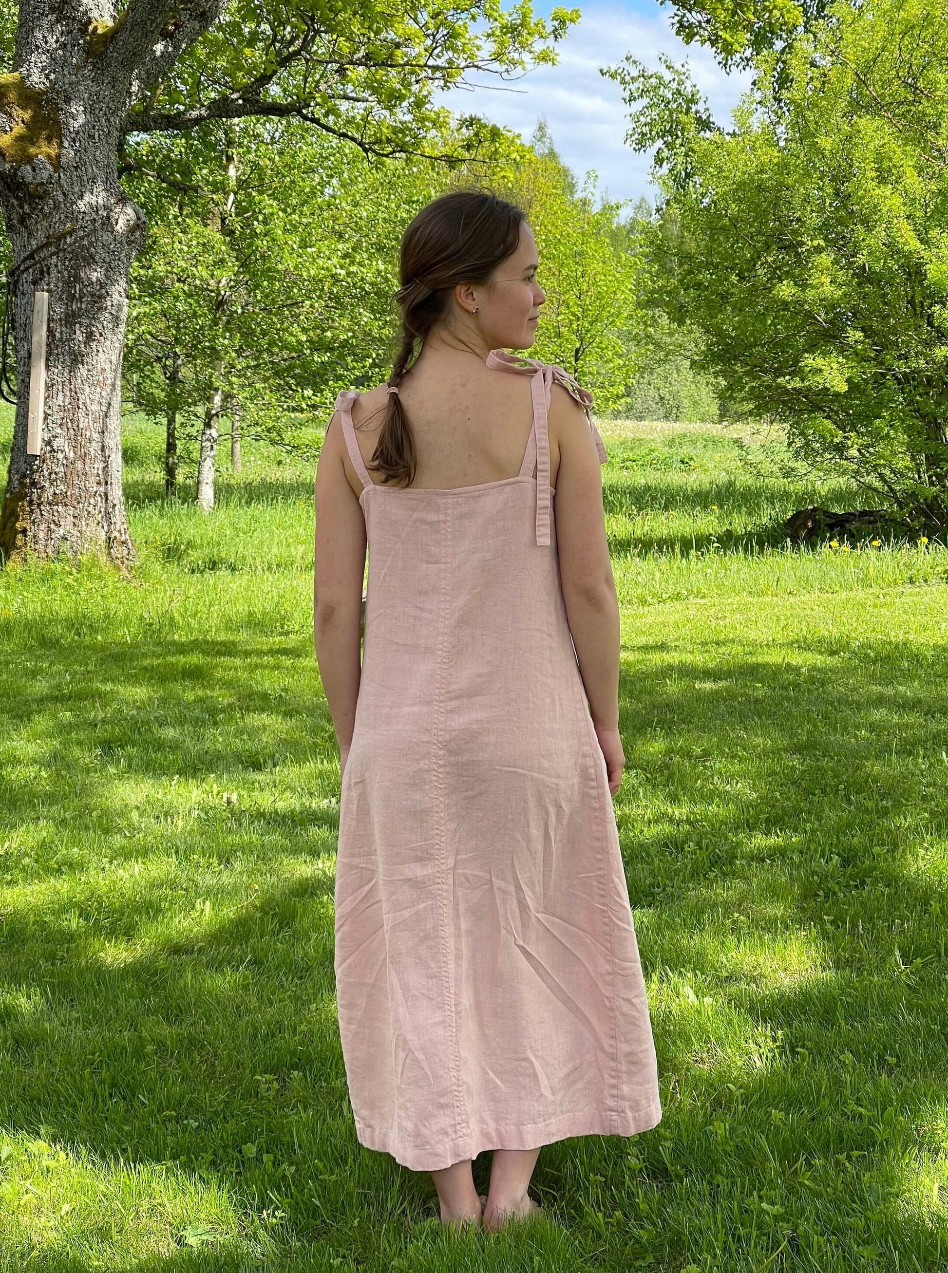 Comfortable strap neckline linen pajama for luxury sleep