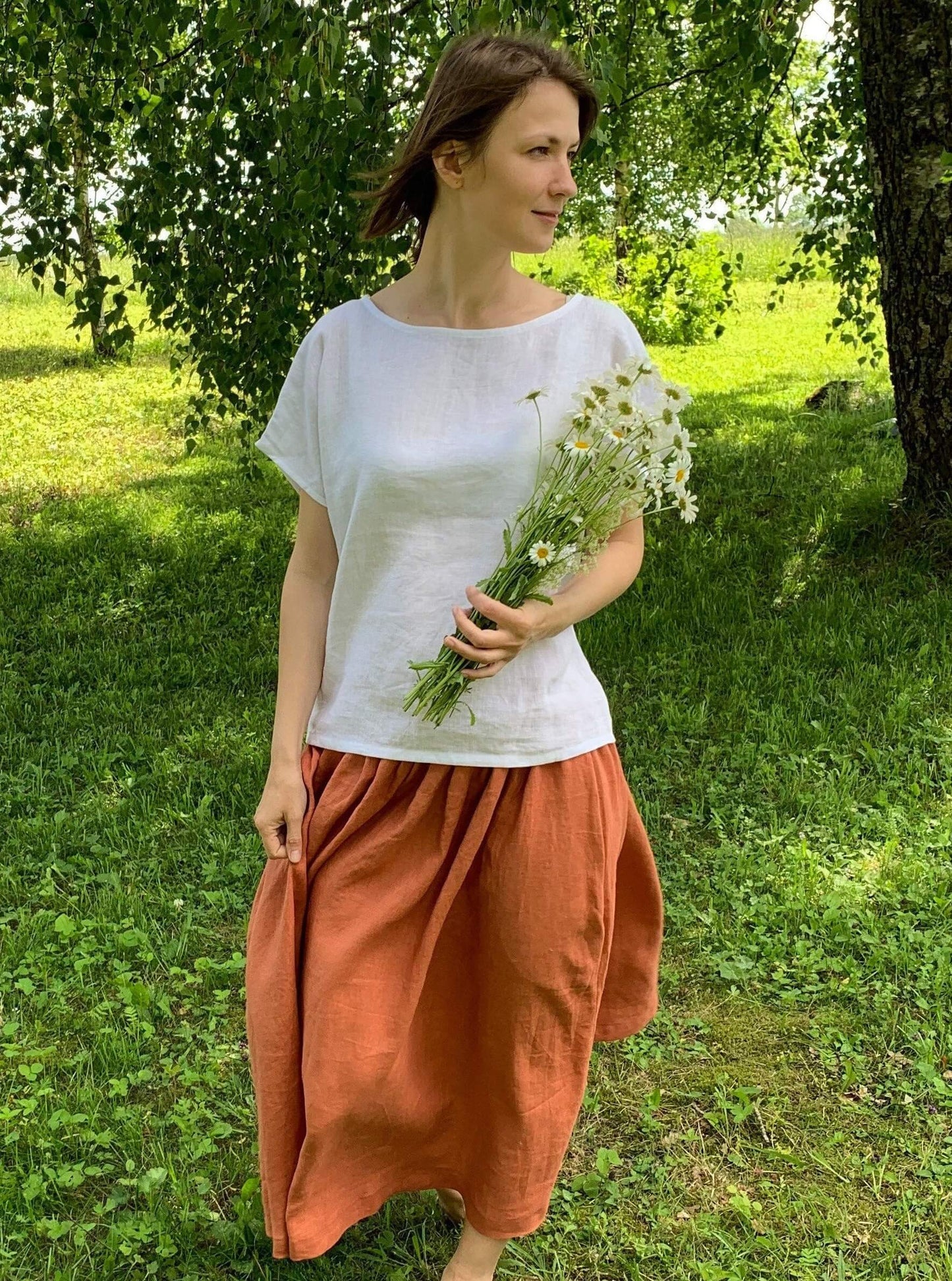 Women's Short Sleeve Linen Top