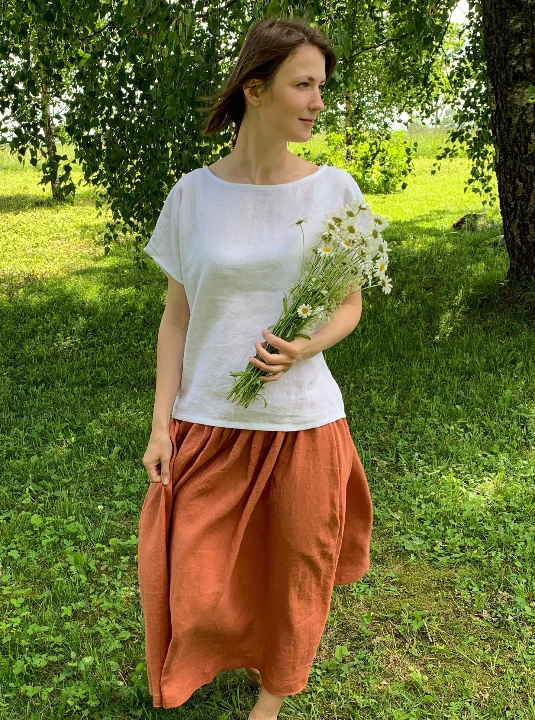 Women's Short Sleeve Linen Top