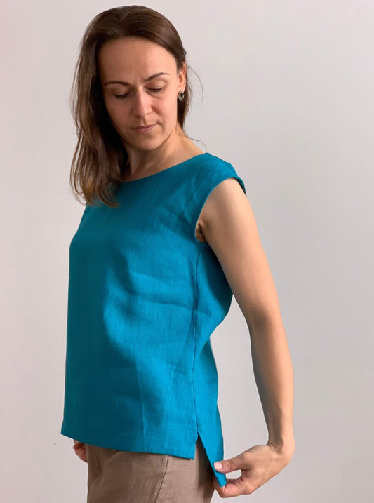 Sunny Mustard Sleeveless Linen Blouse