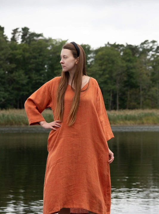 Elegant Linen Tunic Dress Front View