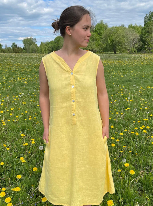 sun_yellow_linen_dress_front_view