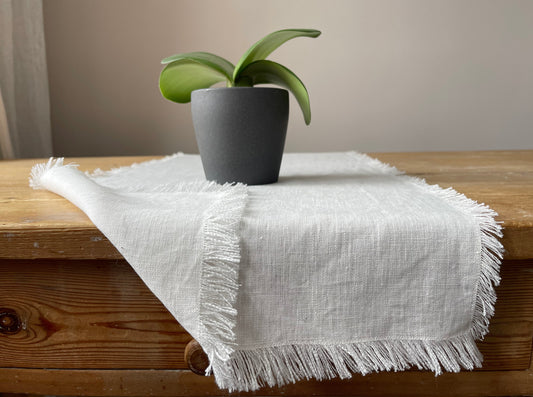 Off White Linen Table Runner, Wedding Table Runner, Easter Table Runner, Spring Table Runner