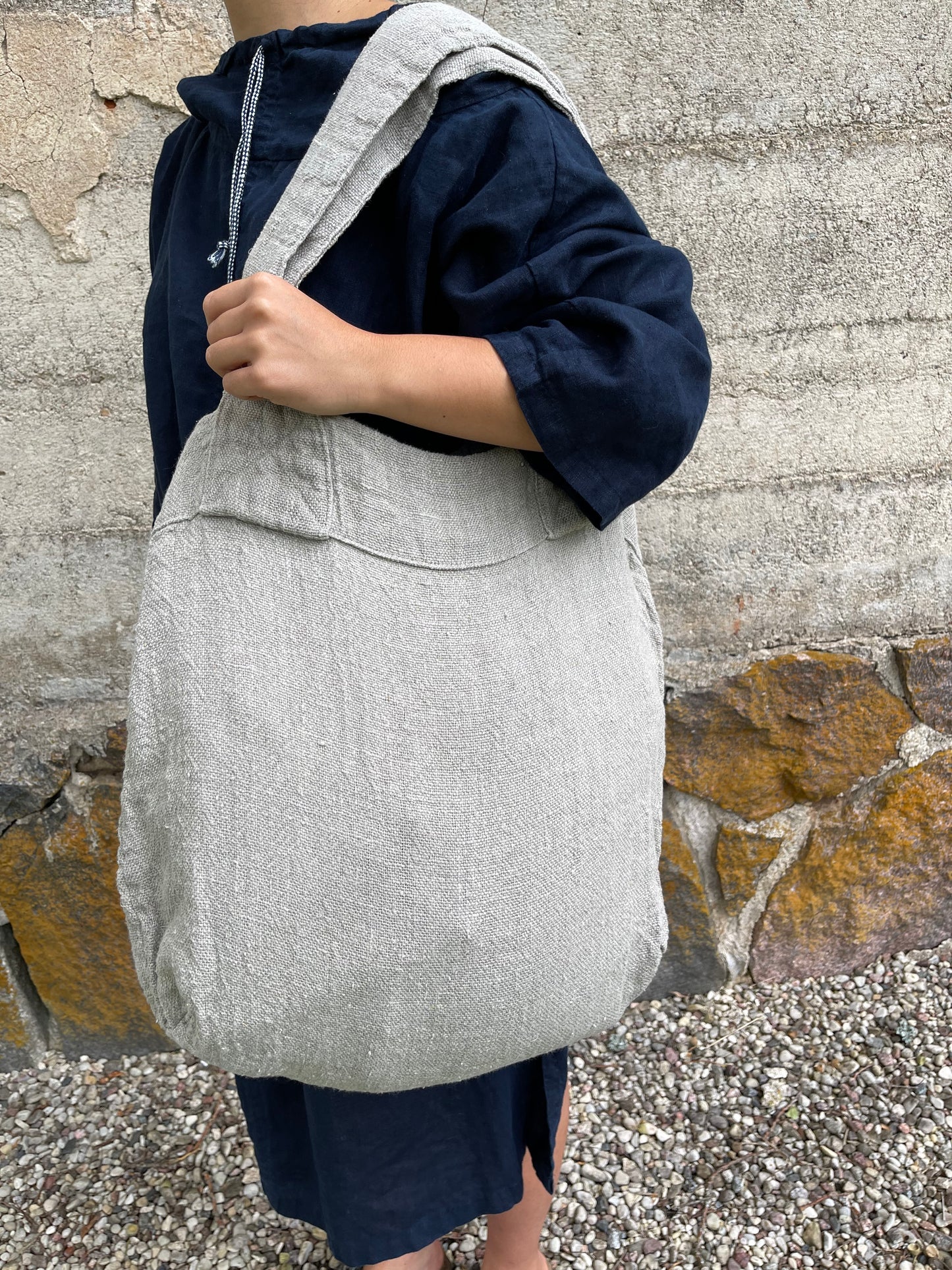 Linen Tote Bag, Reusable Grocery Bag, Weekend Bag, Shopper Bag, Zero Waste Bag, Grey Tote Bag, Beige Tote Bag, Festival Bag, Large Beach Bag