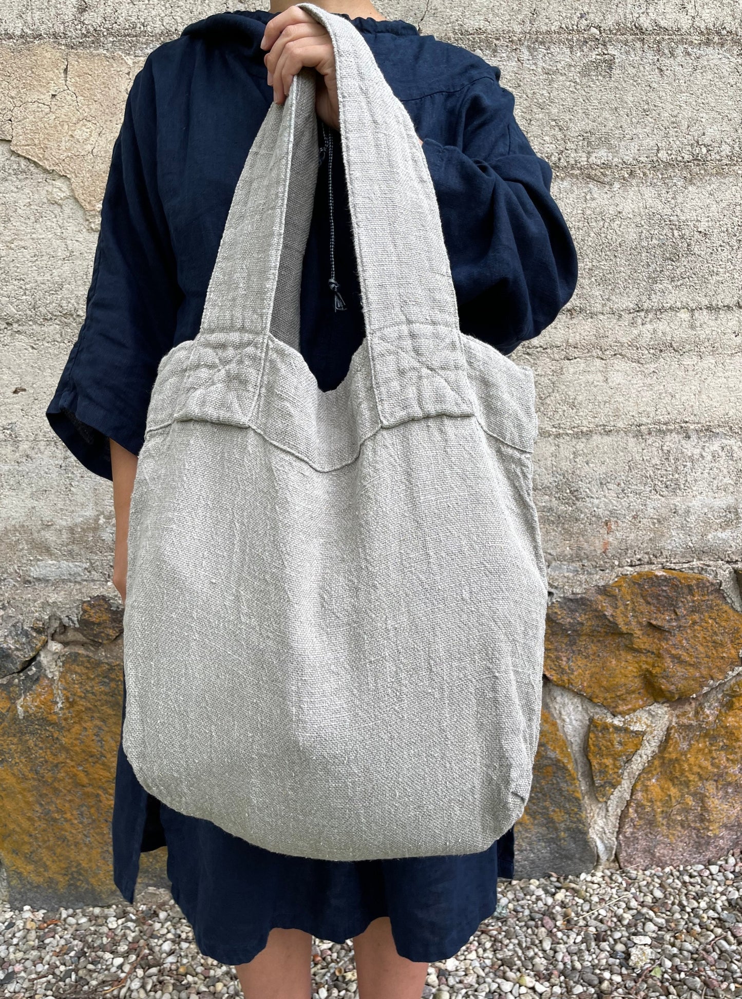 Linen Tote Bag, Reusable Grocery Bag, Weekend Bag, Shopper Bag, Zero Waste Bag, Grey Tote Bag, Beige Tote Bag, Festival Bag, Large Beach Bag