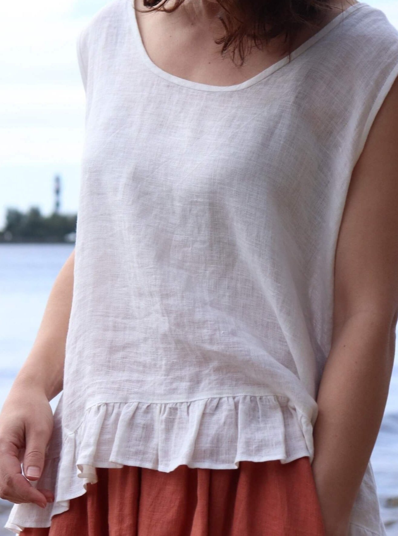 Linen blouse back view