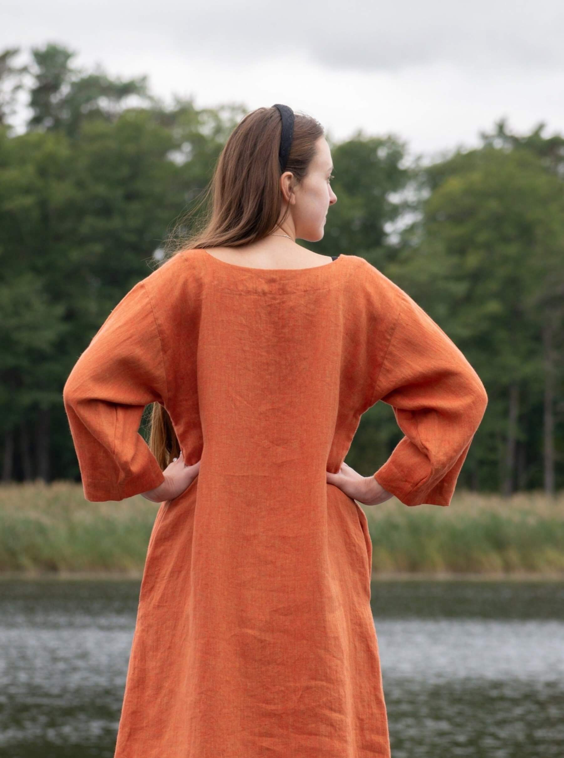 Quarter Sleeve Detail on Linen Tunic