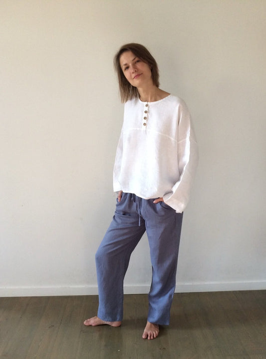 Women's Fashion Linen Pants with Tie Closure