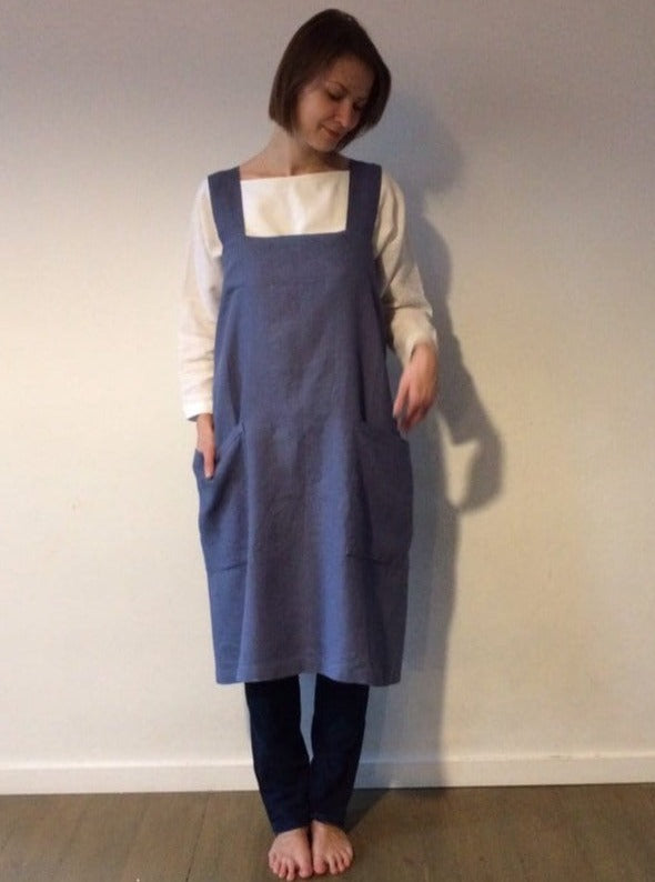 Linen Cross Over Apron, Plus Size Pinafore