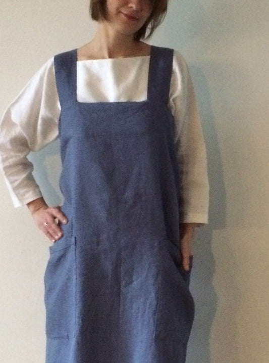Linen Cross Over Apron, Plus Size Pinafore