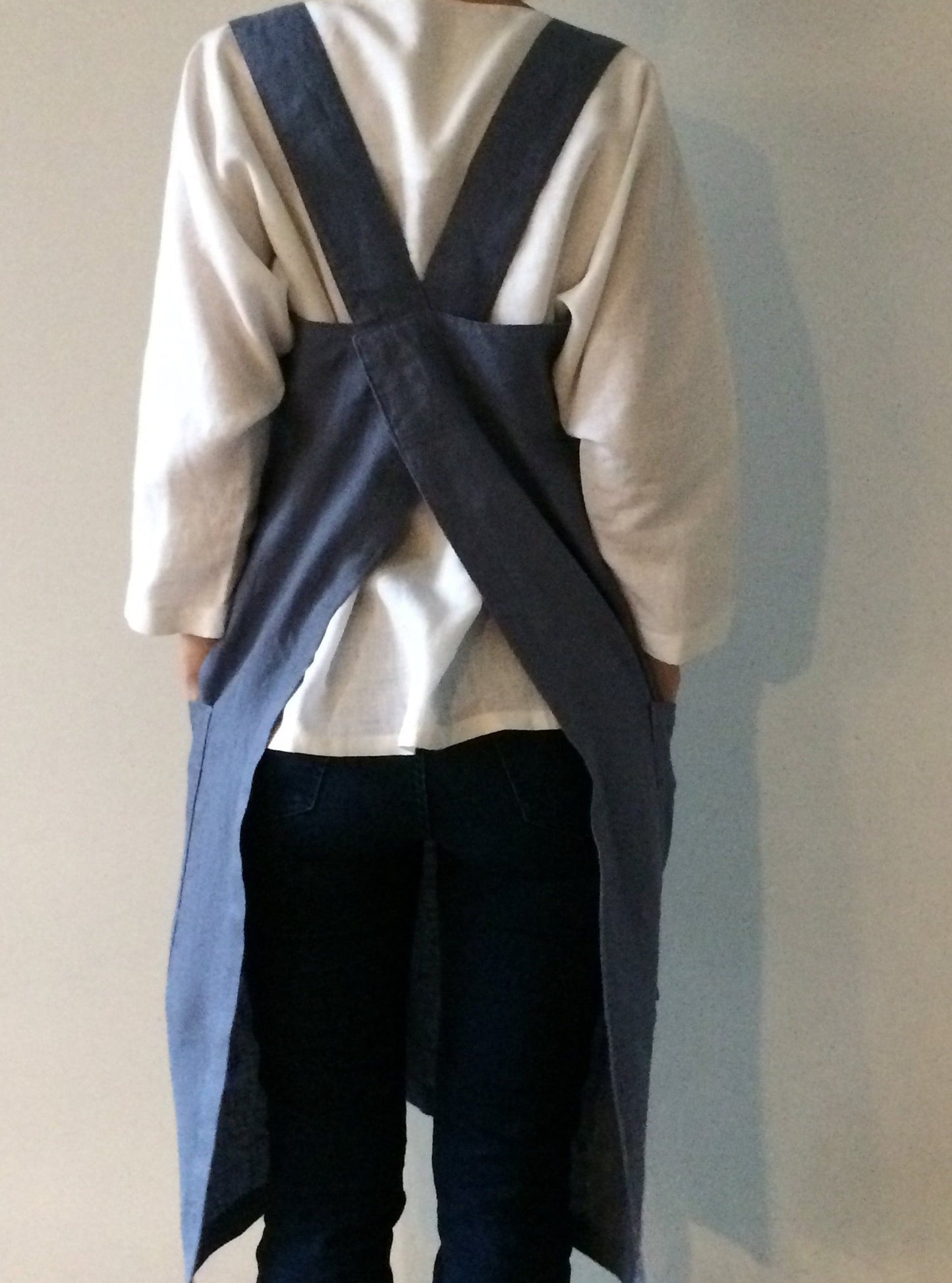 Linen Cross Over Apron, Plus Size Pinafore