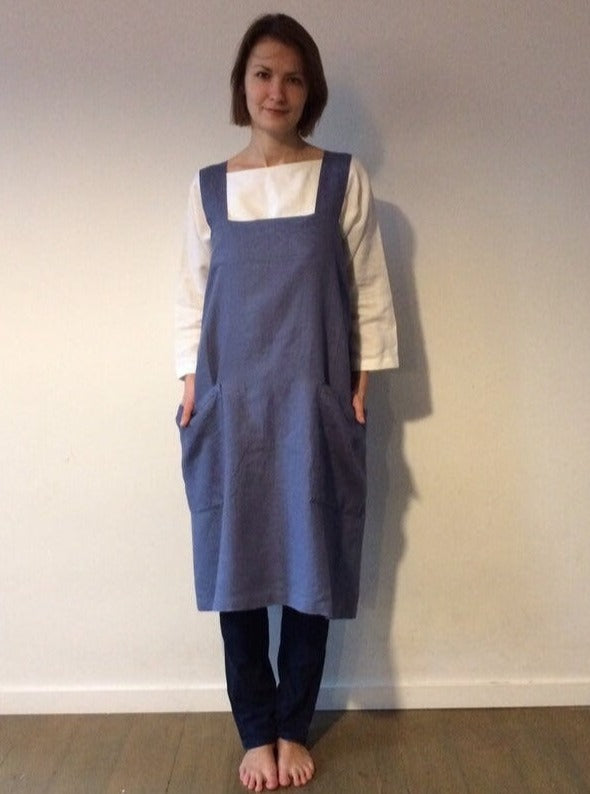 Linen Cross Over Apron, Plus Size Pinafore