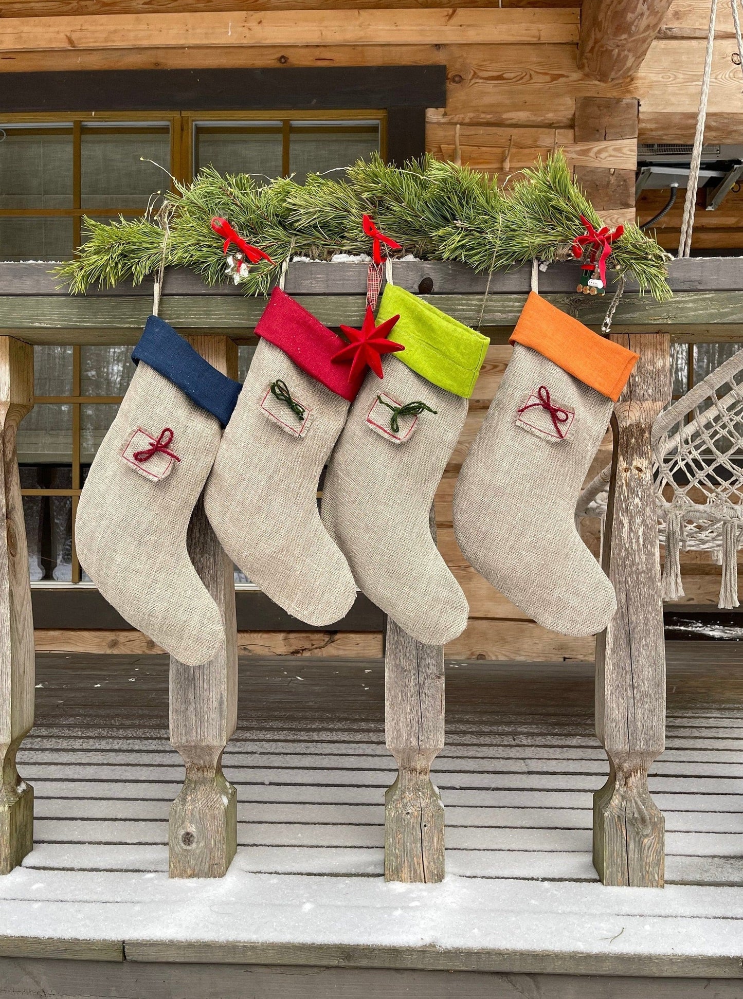 Zero-Waste Linen Christmas Stockings Decor