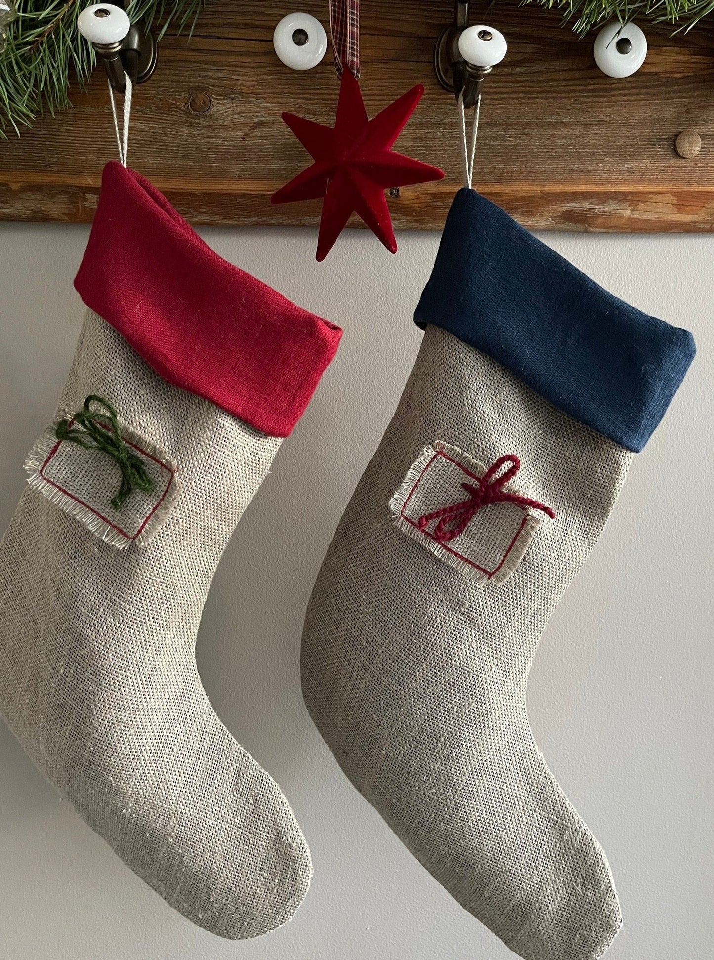 Zero-Waste Linen Christmas Stockings Decor
