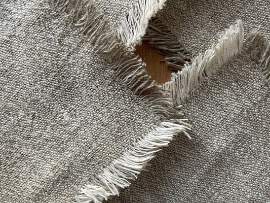 Simple Beige Linen Coasters with Fringes