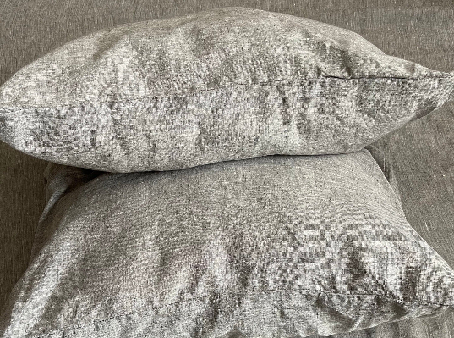 Melange Grey Linen Pillowcase Set with Envelope Closure