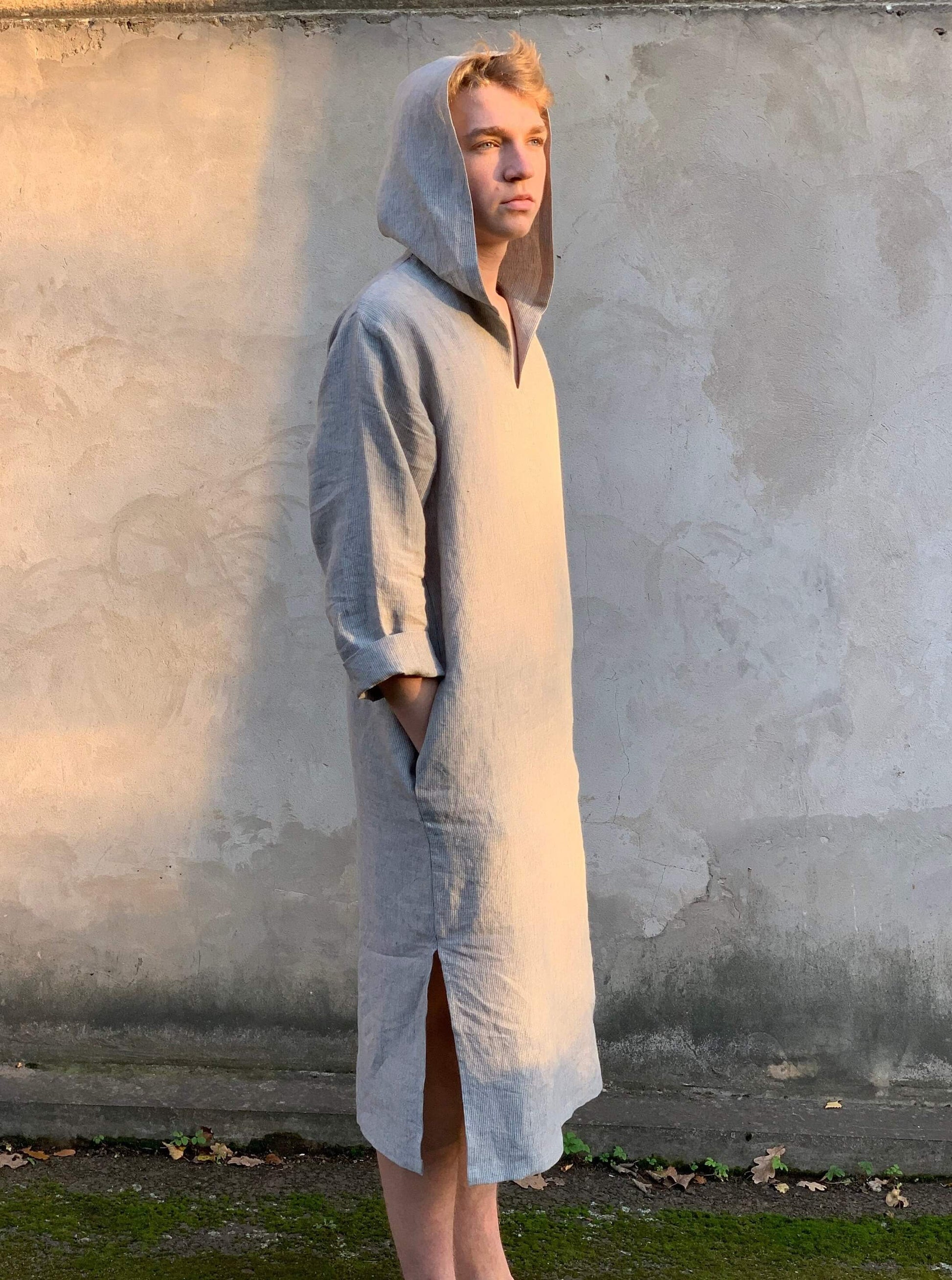 Linen Hooded Caftan Available Color Options