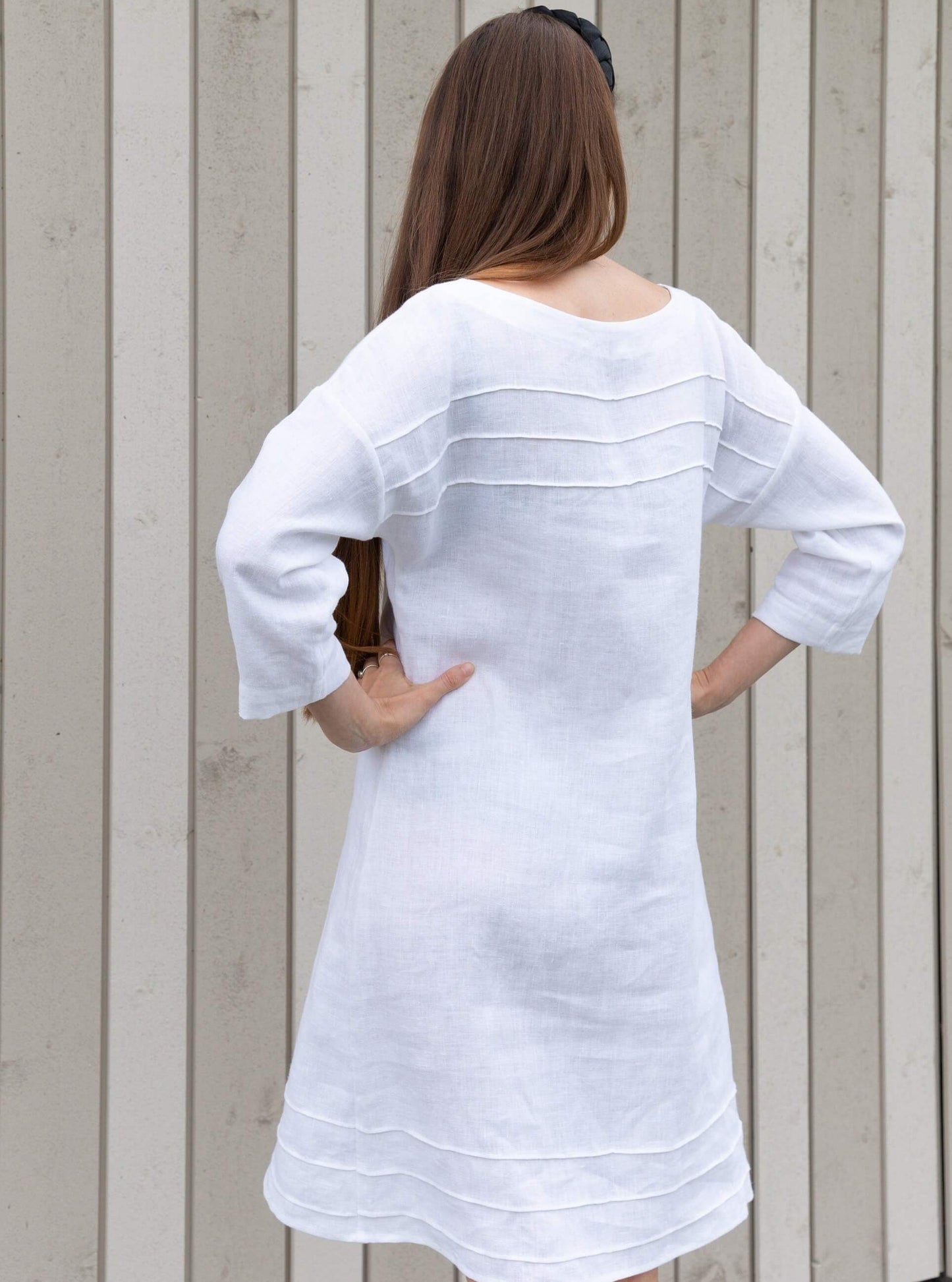 Linen dress with 3/4 sleeves